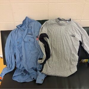 Bundle 2 FR Work Shirts size large button up and long sleeve *Company Name